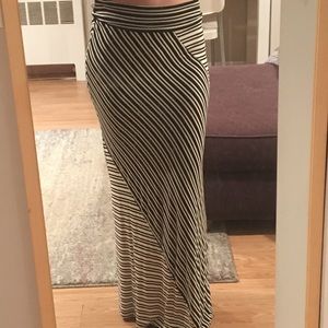 Striped Full Length Maxi Skirt